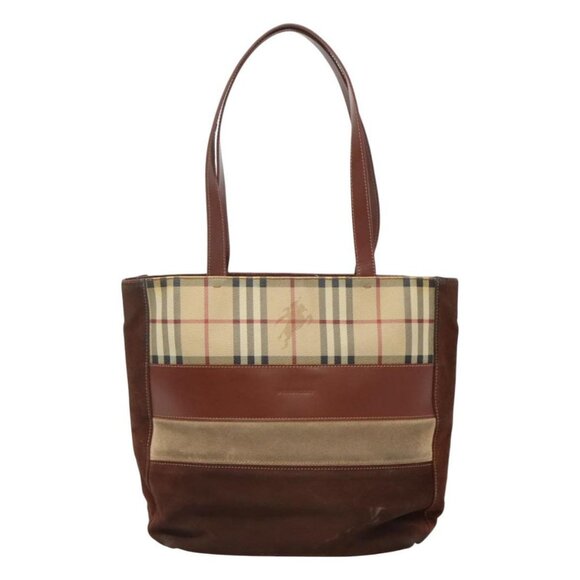 BURBERRY Nova Check Tote Bag PVC Beige Brown Auth 114787 - Picture 2 of 16
